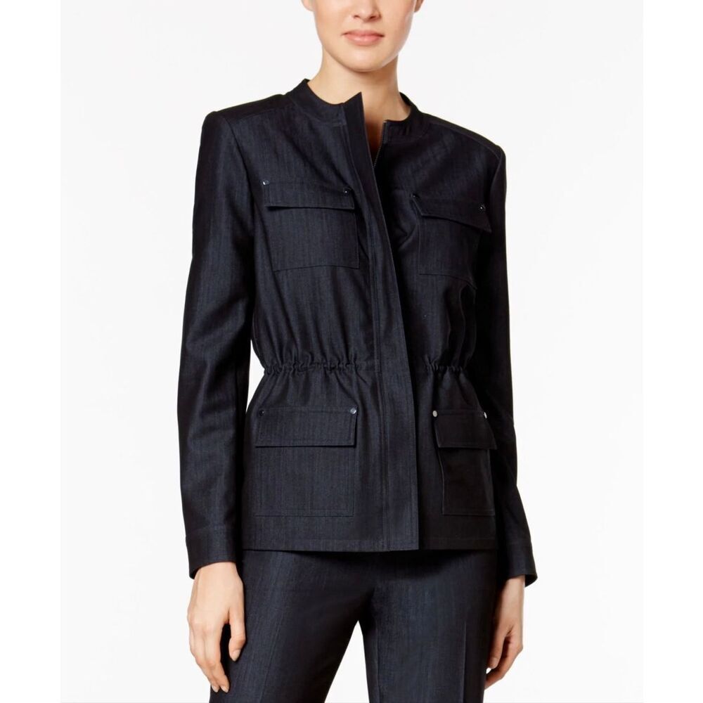 Tommy Hilfiger Jacket Women’s‎ 6 Dark Gray Wash Denim Zip and Snap Utility